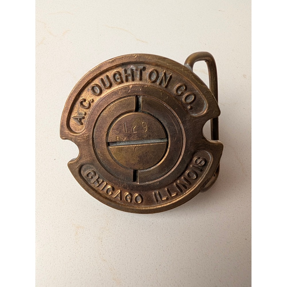 Vintage Brass AC Oughton Chicago Sprinkler Custom Belt Buckle No 129 Steampunk